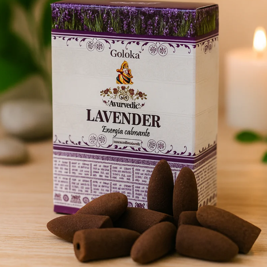 Incenso Natural Lavanda Goloka Cone efeito Cascata Indiano
