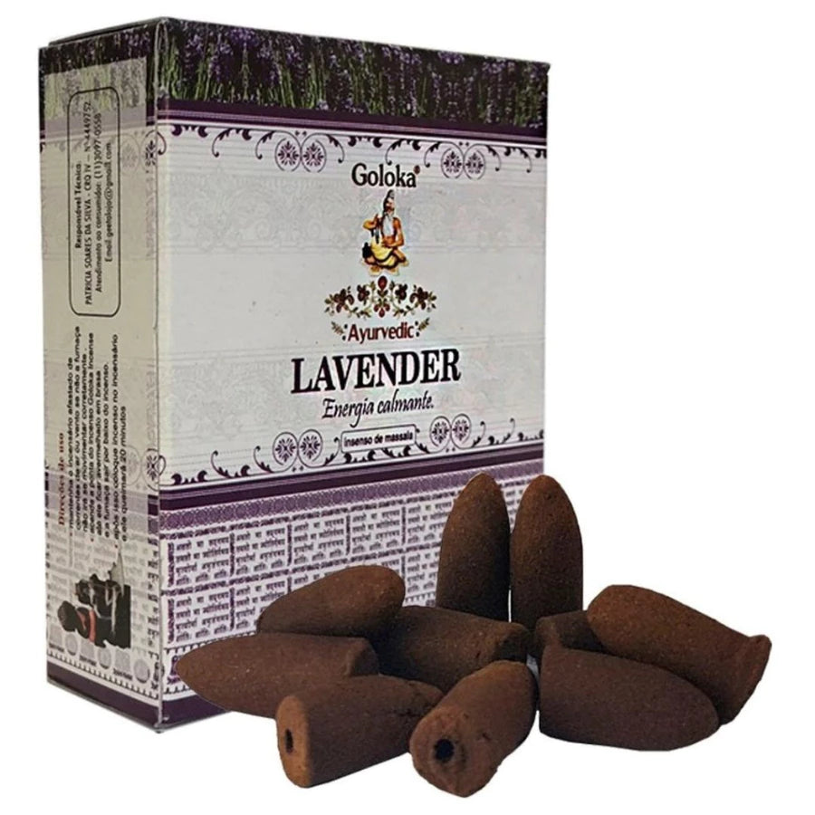 Incenso Natural Lavanda Goloka Cone efeito Cascata Indiano